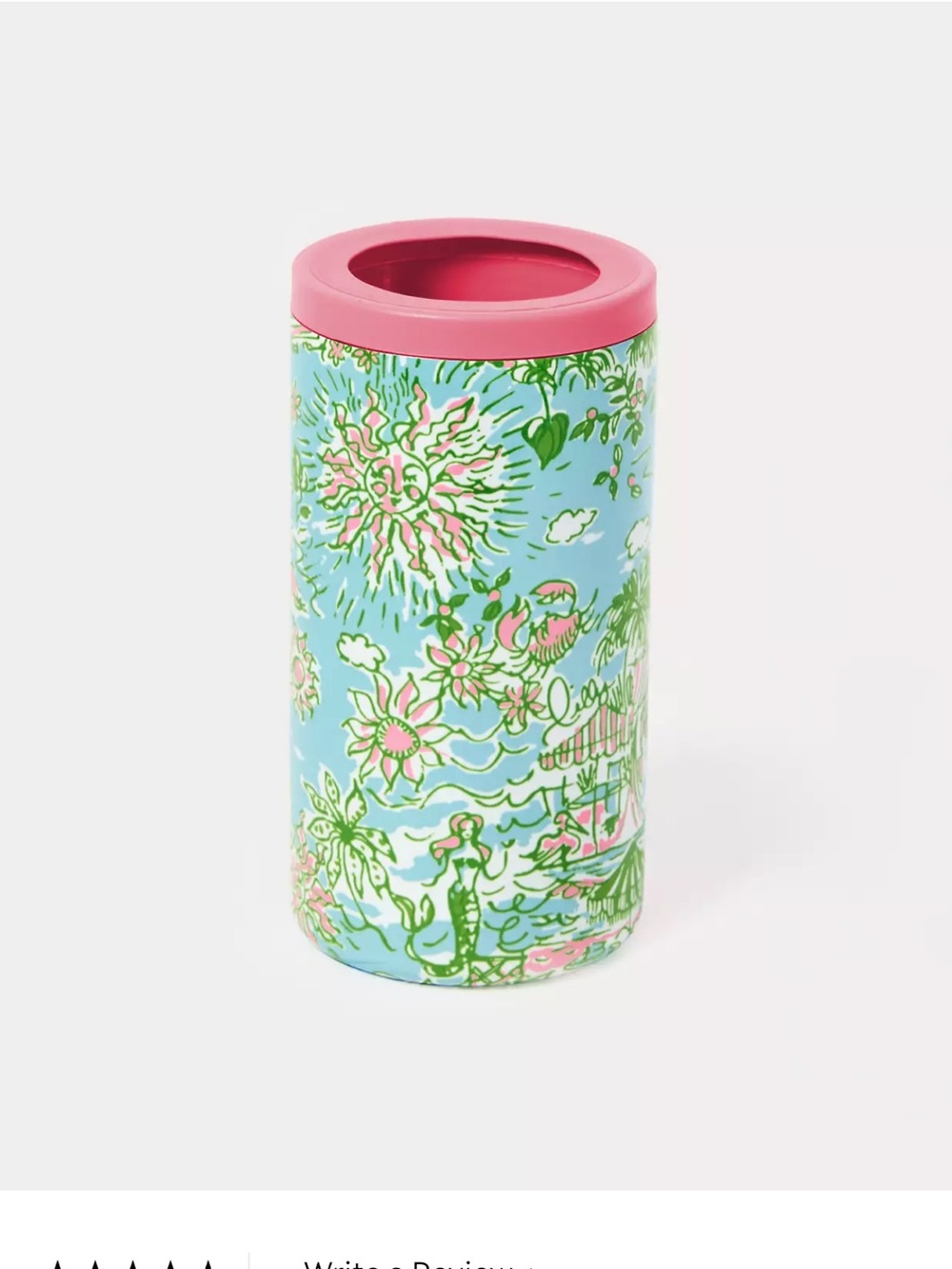 Lilly Pulitzer Pink-Rim Floral Cylindrical Vase